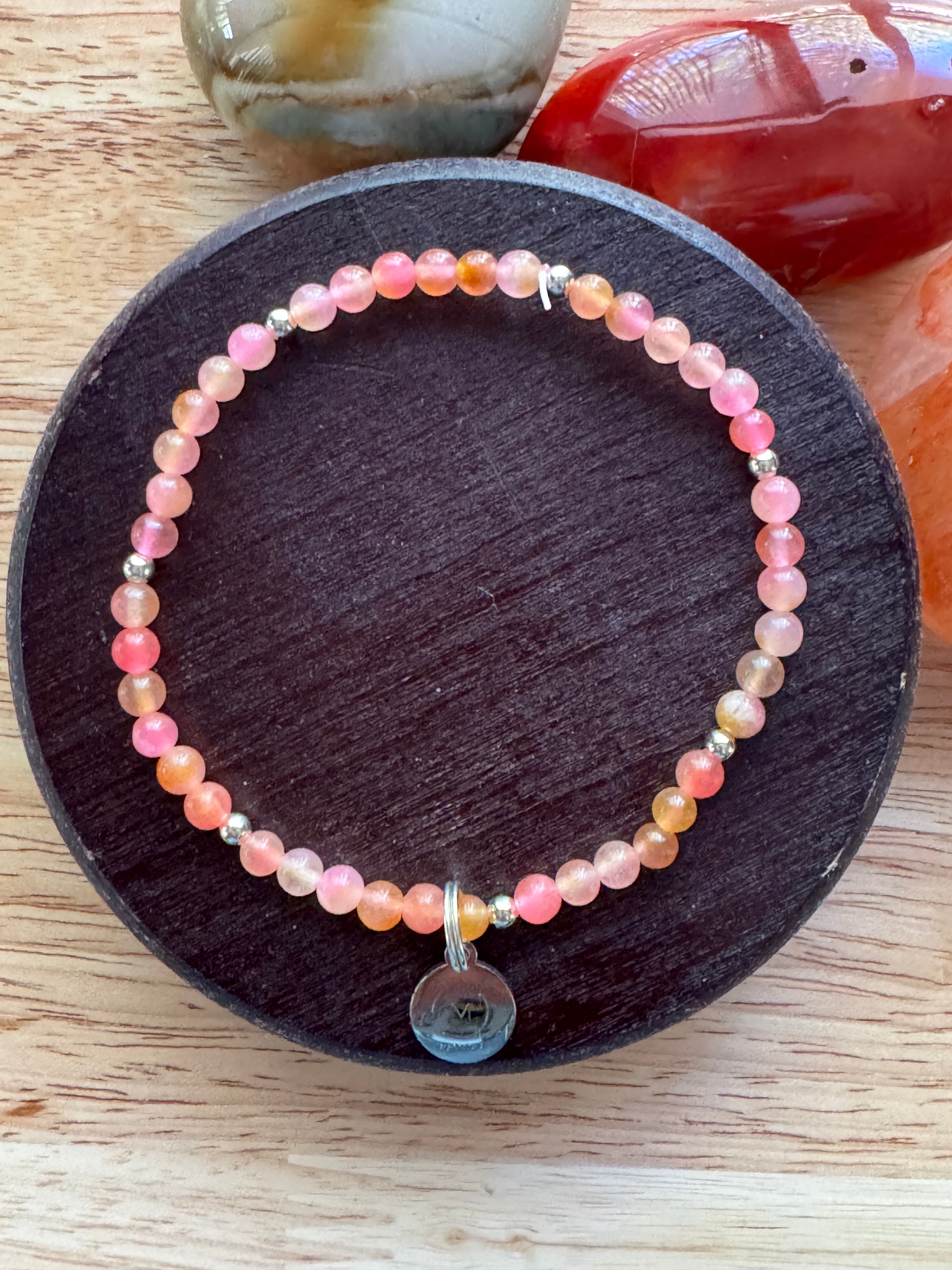 Orange Pink Jade Crystal Bracelet